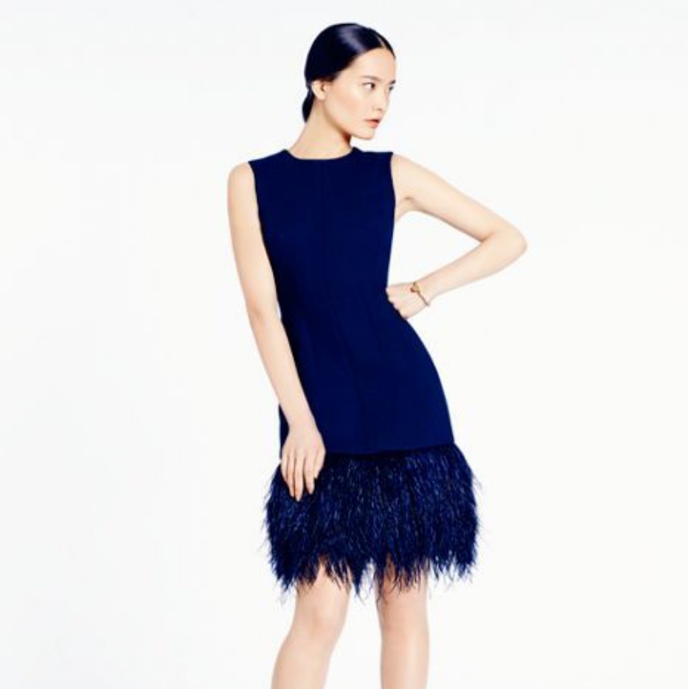 Kate Spade Midnight Blue Ostrich Feather Dress